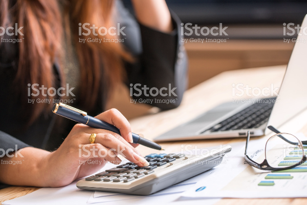 Laptop and calculator